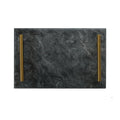 Black Marble Serving Board — 8" x 12" with Gold-Finished Handles