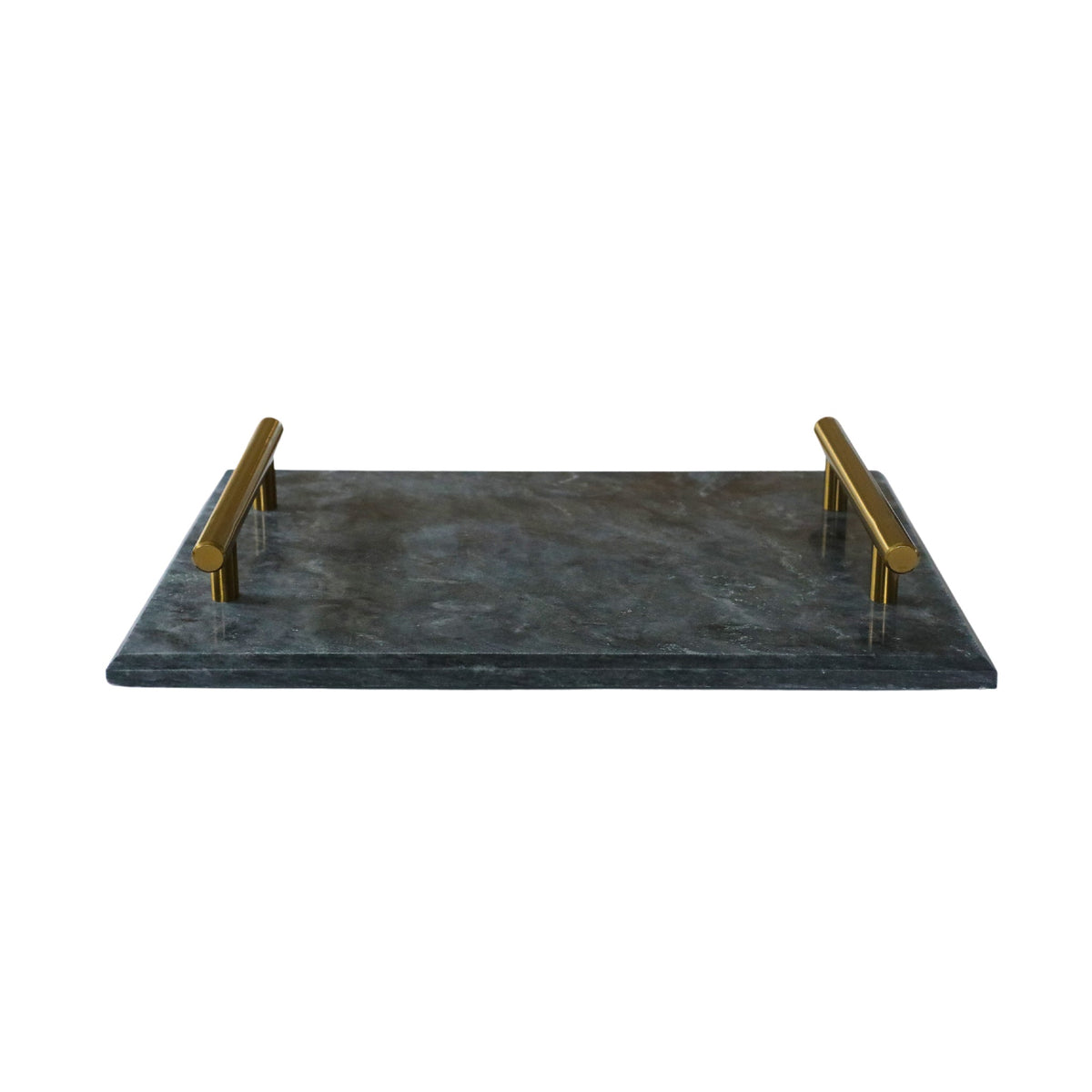 Black Marble Serving Board — 8" x 12" with Gold-Finished Handles