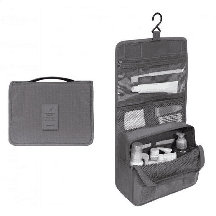 Hanging travel toiletry bag – Gray