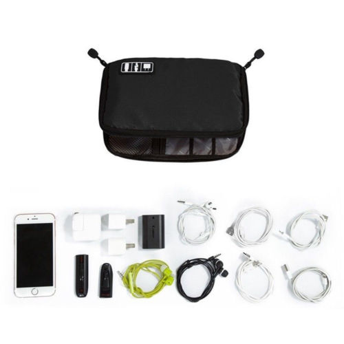 Black cable and charger organizer pouch – view 2
