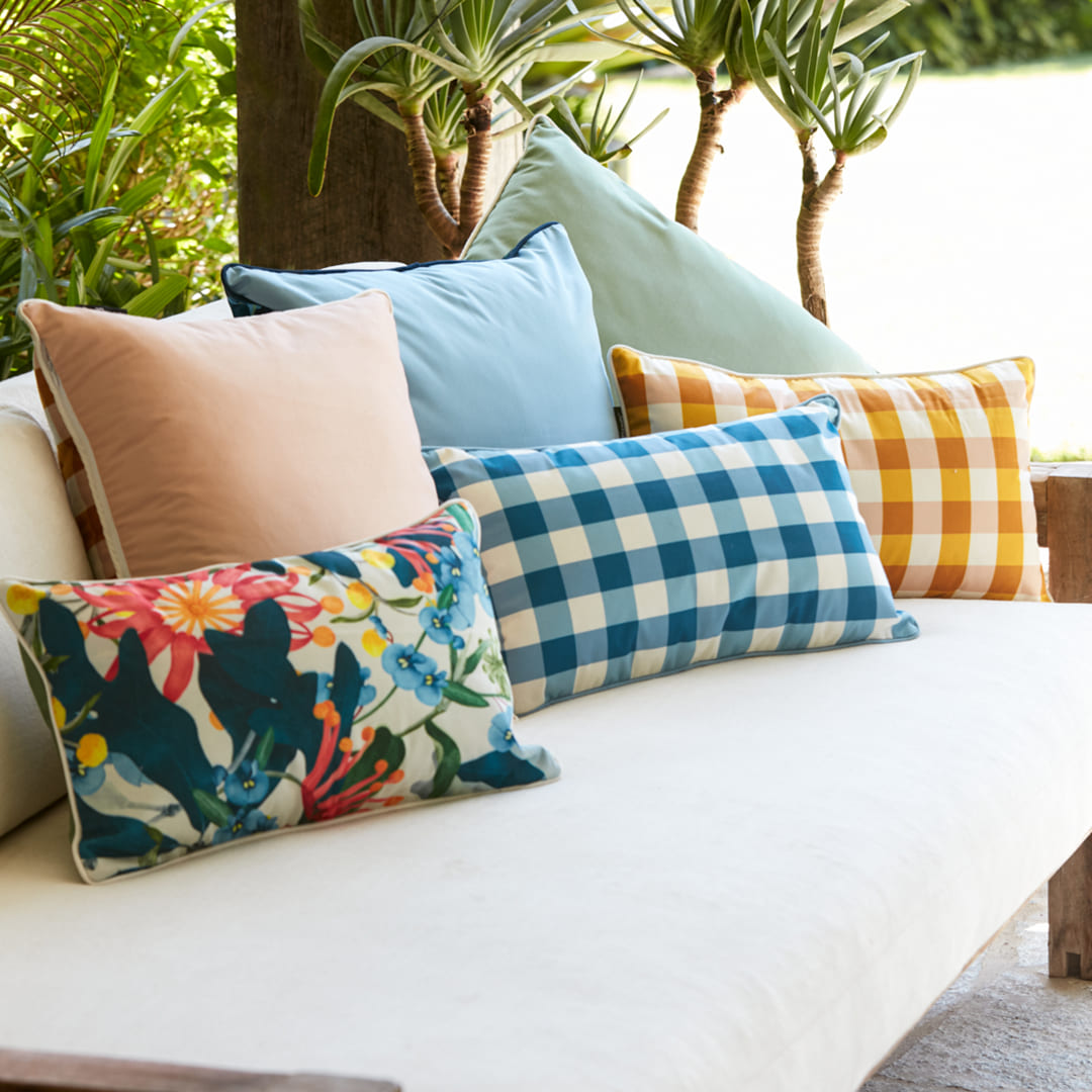 Basil Bangs Indoor/Outdoor Throw Cushion — 50cm x 30cm