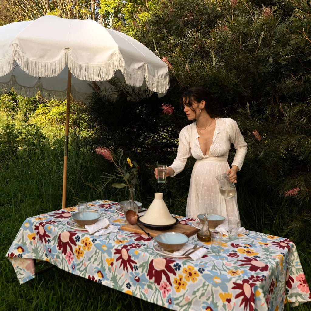 Basil Bangs Stain-Resistant Outdoor Tablecloth