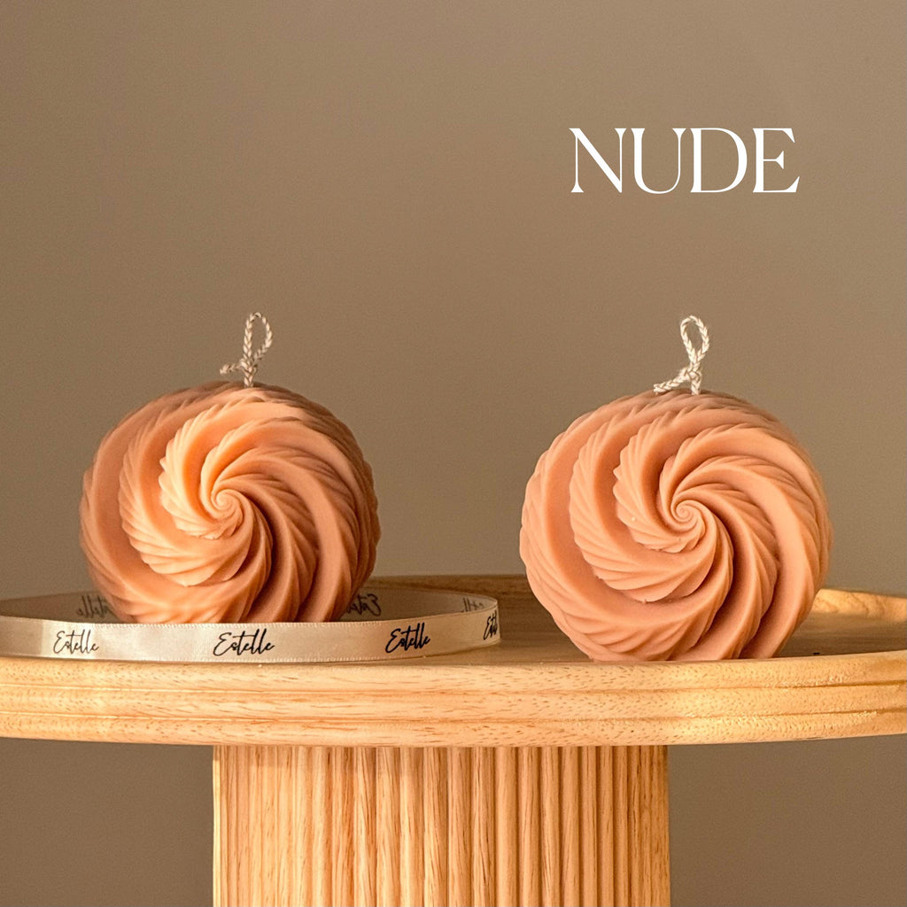 Ribbed Swirl Ball Candle | Trendy Sculptural Candle