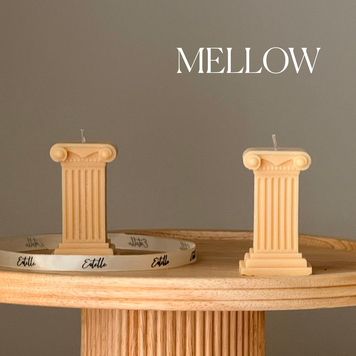 Mini column soy candles grouped in assorted colours