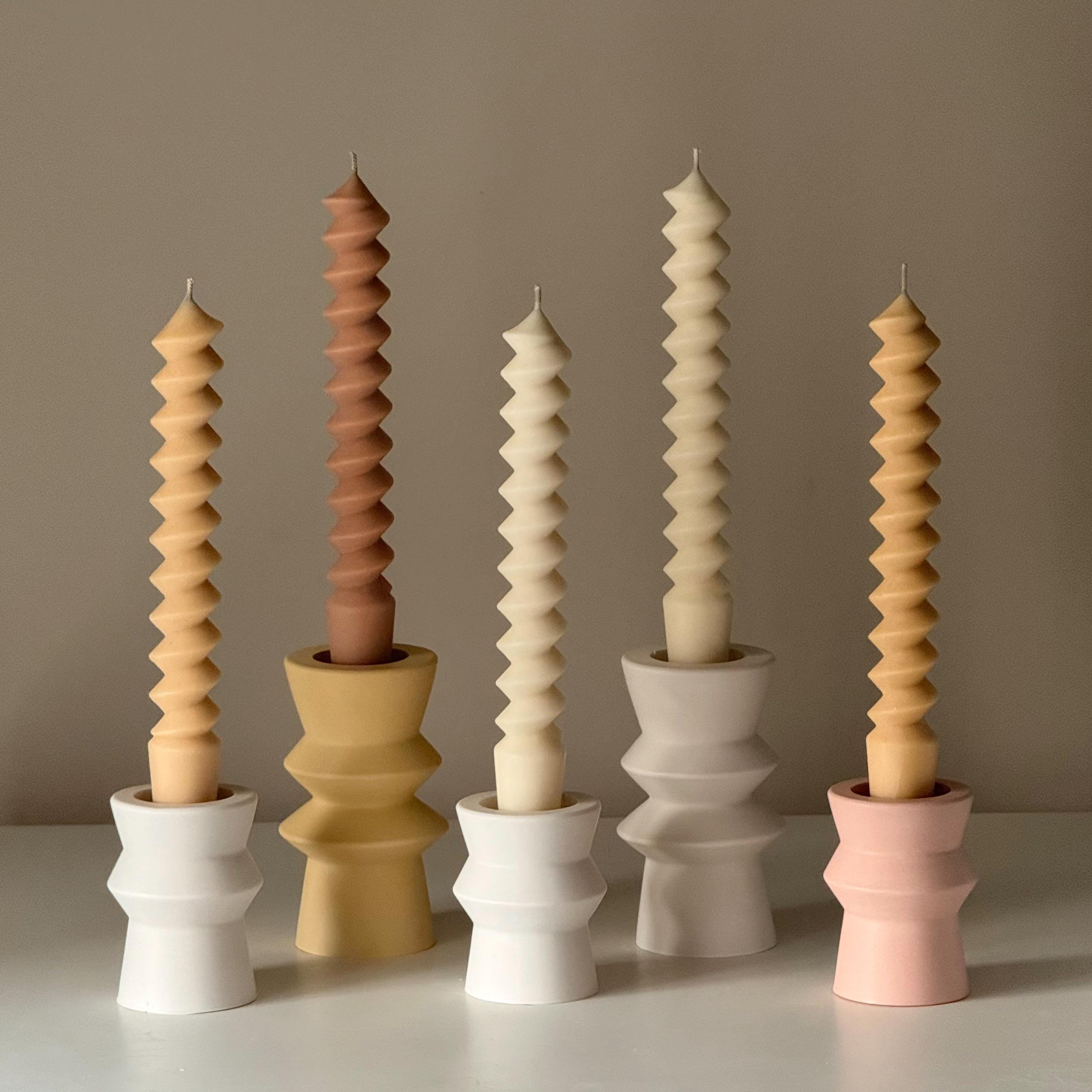 Spiral Column Candlestick Holder | Minimalist Taper Holder